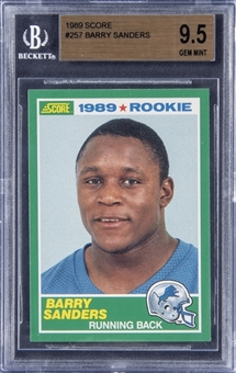 1989 Score Football #257 Barry Sanders Rookie Card - BGS 9.5 GEM MINT